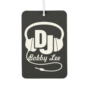 DJ name headphone white on dark air freshener