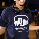 DJ name headphone white on dark graphic t-shirt<br><div class="desc">Uniquely designed DJ tee . Great for a DJ or would be DJ or just a fun gift for a music fan. Personalise with the name of your choice. Example reads William.</div>