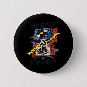 DJ Old vs New School Vinyl Turntable Compact Disc 6 Cm Round Badge
