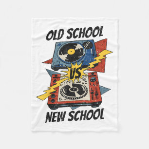 DJ Old vs New School Vinyl Turntable Compact Disc Fleece Blanket