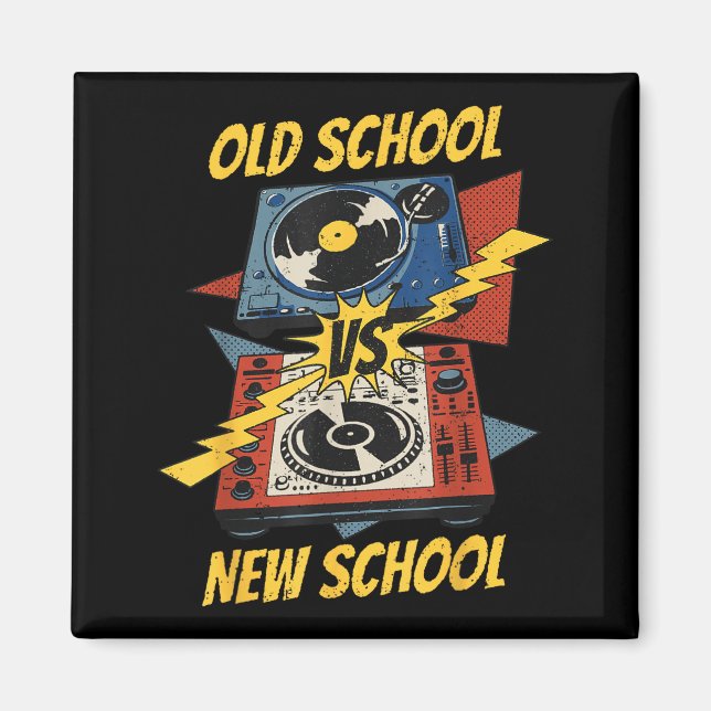 DJ Old vs New School Vinyl Turntable Compact Disc Magnet (Front)