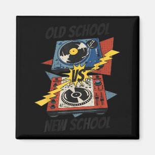 DJ Old vs New School Vinyl Turntable Compact Disc Magnet