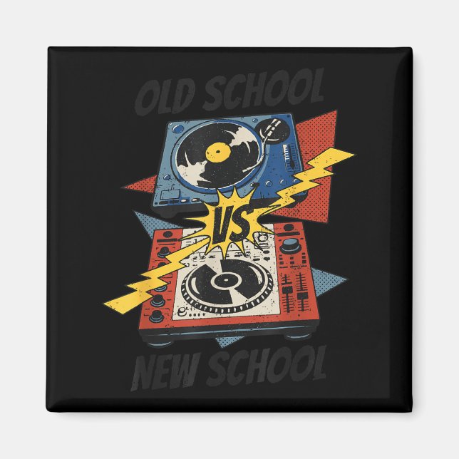 DJ Old vs New School Vinyl Turntable Compact Disc Magnet (Front)
