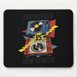 DJ Old vs New School Vinyl Turntable Compact Disc Mouse Mat