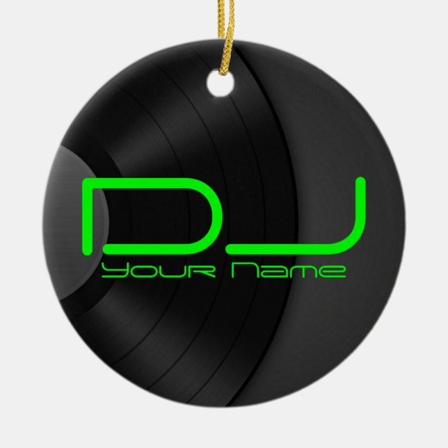 DJ Ornament with Vinyl Backgroud (Front)
