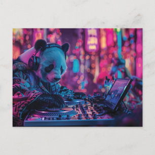 DJ Panda with headphones Postcard
