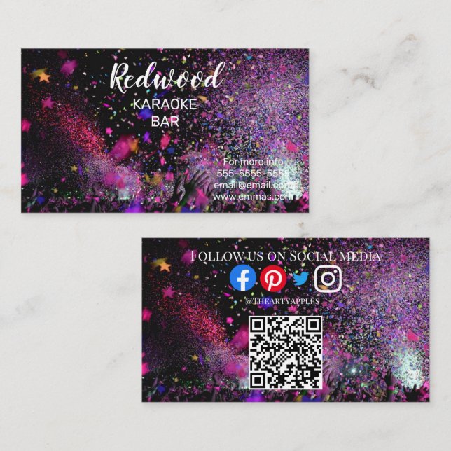 DJ party planner glow stick disco karaoke club Bus Business Card (Front/Back)