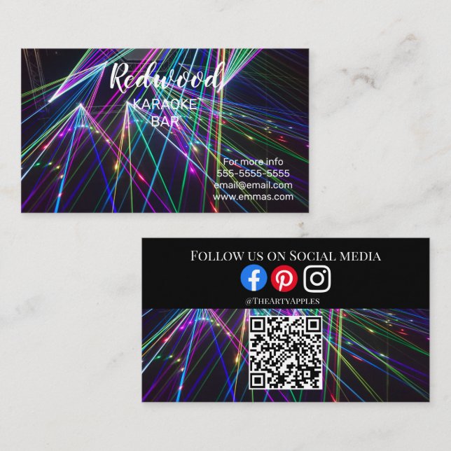 DJ party planner glow stick disco karaoke club Bus Business Card (Front/Back)