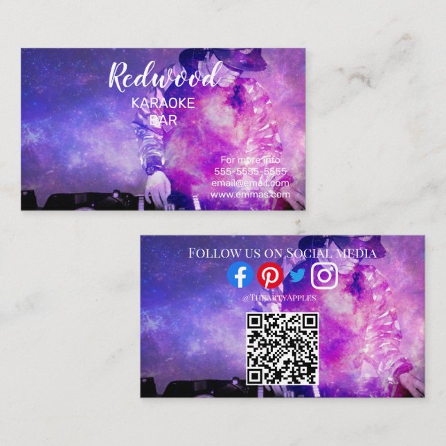 DJ party planner glow stick disco karaoke club Bus Business Card (Front/Back)