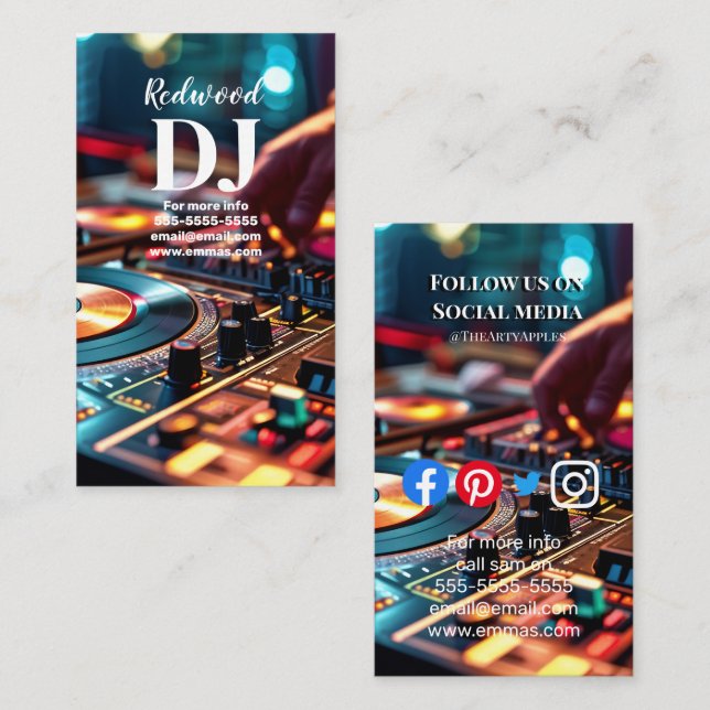 DJ party planner glow stick disco karaoke club Business Card (Front/Back)
