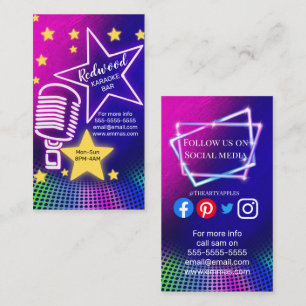 DJ party planner glow stick disco karaoke club Business Card