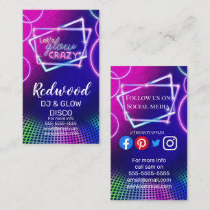 DJ party planner glow stick disco UV paint club Business Card