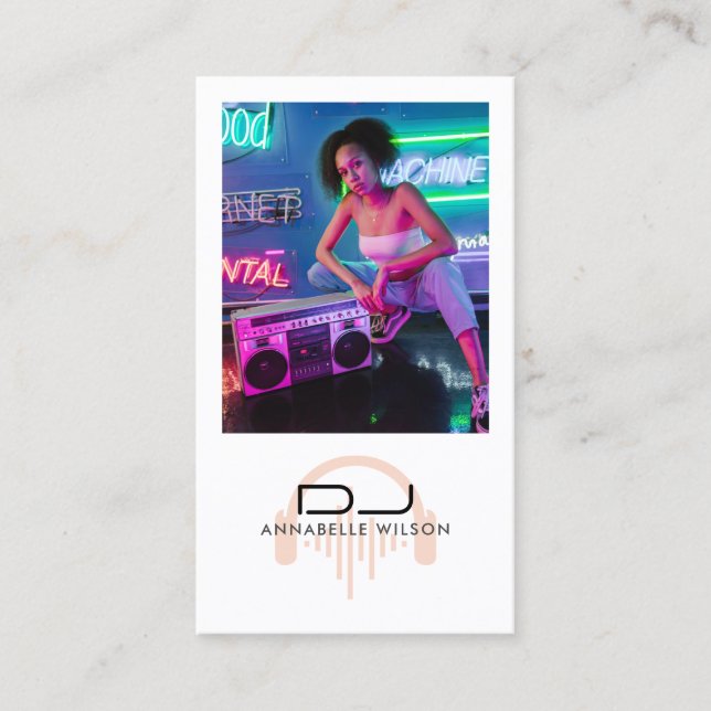 DJ Photo Modern Music  Business Card (Front)