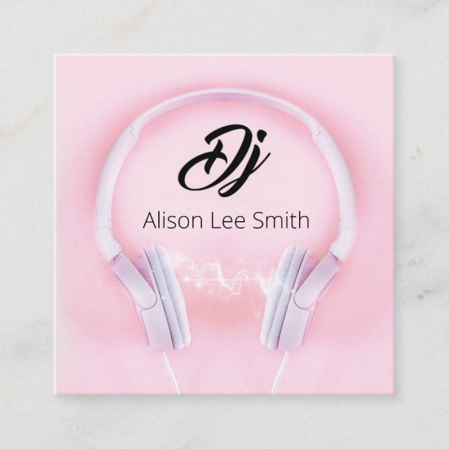 DJ Pink Square Business Card (Front)