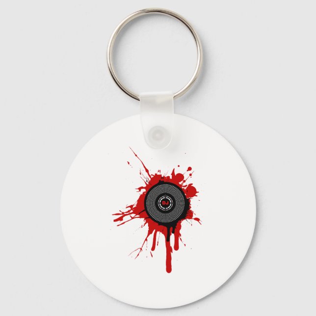 DJ Platter Splatter - Disc Jockey Turntable Deck Key Ring (Front)