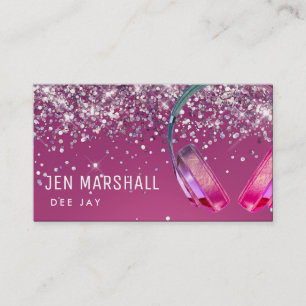 DJ purple headphones Business Card