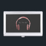 DJ Rose Gold Headphones Logo Personalised Business Card Holder<br><div class="desc">Nothing combines uniqueness and style for the professional like monogrammed business card holders. These gorgeous, personalised cases keep you organised so your cards are always on hand. Plus, you’ll leave a lasting impression on your customers. Add your custom wording to this design by using the "Edit this design template" boxes...</div>