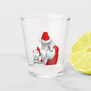 DJ Santa Claus Mixing The Christmas Party Track Shot Glass
