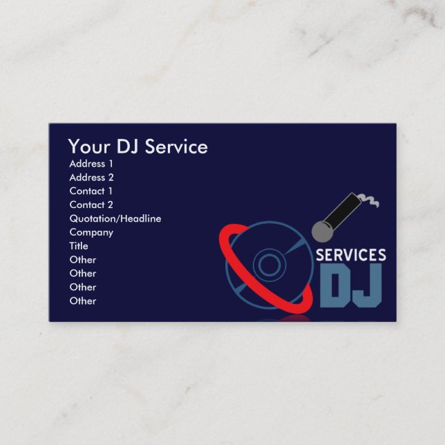 DJ Services Business Cards (Front)