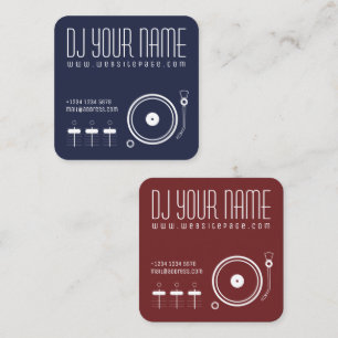 DJ set musical template cover Square Business Card