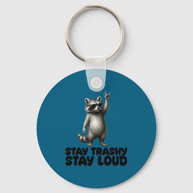 DJ Shades Trash Panda Raccoon Rock Key Ring (Front)