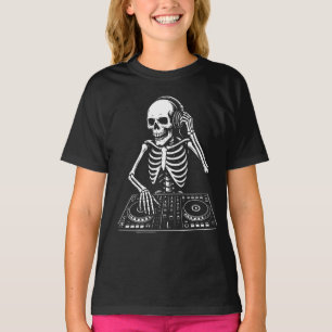 DJ Skeleton playing the live music T-Shirt