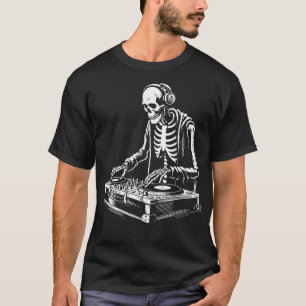 DJ Skeleton playing the music T-Shirt