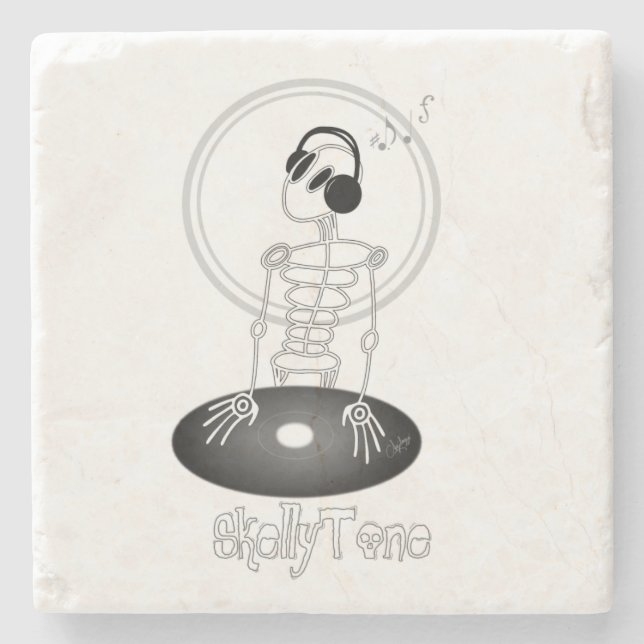 DJ Skeleton Stone Coaster (Front)