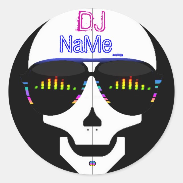 Dj Skull - Add Your Name Classic Round Sticker (Front)
