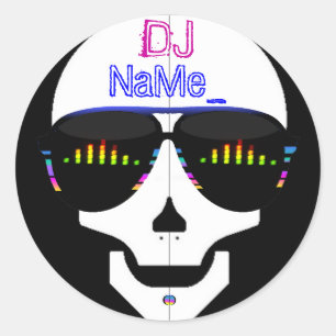 Dj Skull - Add Your Name Classic Round Sticker