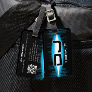 DJ Sky Blue Luggage Tag with QR code