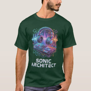 DJ Sonic Architect Neon DJ Headphones & Mixer T-Shirt