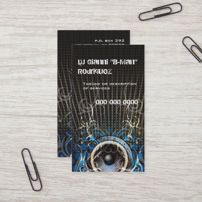 DJ Speaker Rays Business Card (Front/Back In Situ)