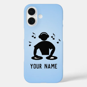 DJ Spinning Records, Disc Jockey for your name iPhone 16 Case