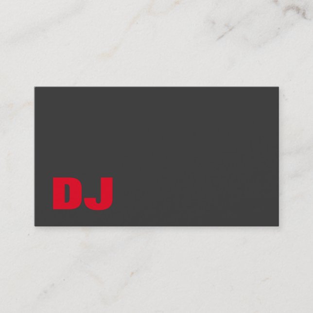 DJ Stylish Grey Background Red Orange Business Card (Front)