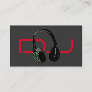 DJ Stylish Red Grey Background Headphone Business Card
