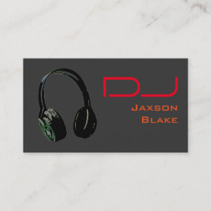 DJ Stylish Red Orange Grey Background Headphone Business Card