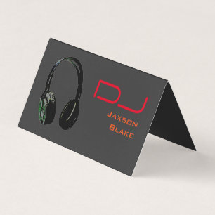 DJ Stylish Red Orange Grey Background Headphone Business Card