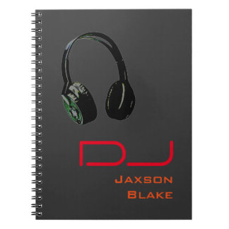DJ Stylish Red Orange Grey Background Headphone Notebook