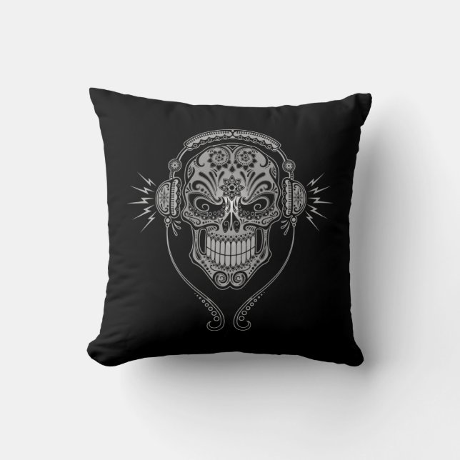 DJ Sugar Skull, dark Cushion (Front)