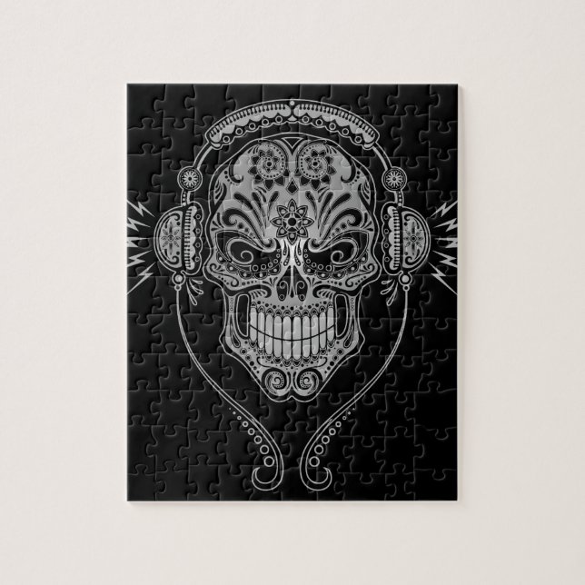 DJ Sugar Skull, dark Jigsaw Puzzle (Vertical)