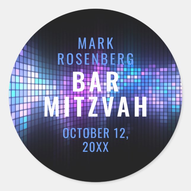DJ Techno Dance Party Bar Mitzvah Classic Round Sticker (Front)