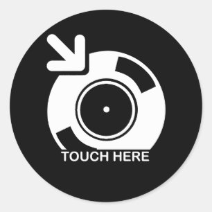 DJ Touch Here Classic Round Sticker