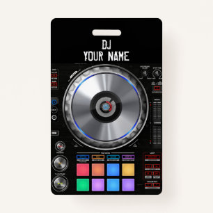 DJ turntable Badge ID Badge