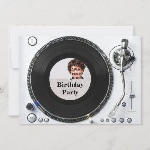 DJ turntable photo birthday Invitation