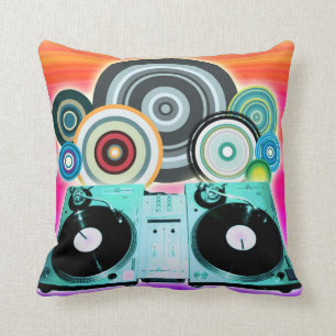 DJ Turntable with Vinyl - Pop Art Cushion
