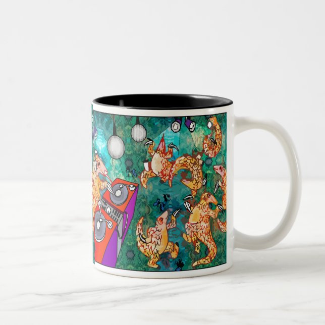 DJ Turntablist Pangolin Two-Tone Coffee Mug (Right)
