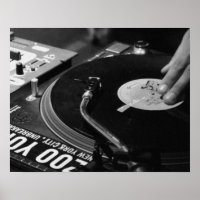 DJ Vinyl Black and White Poster edit for size/cost
