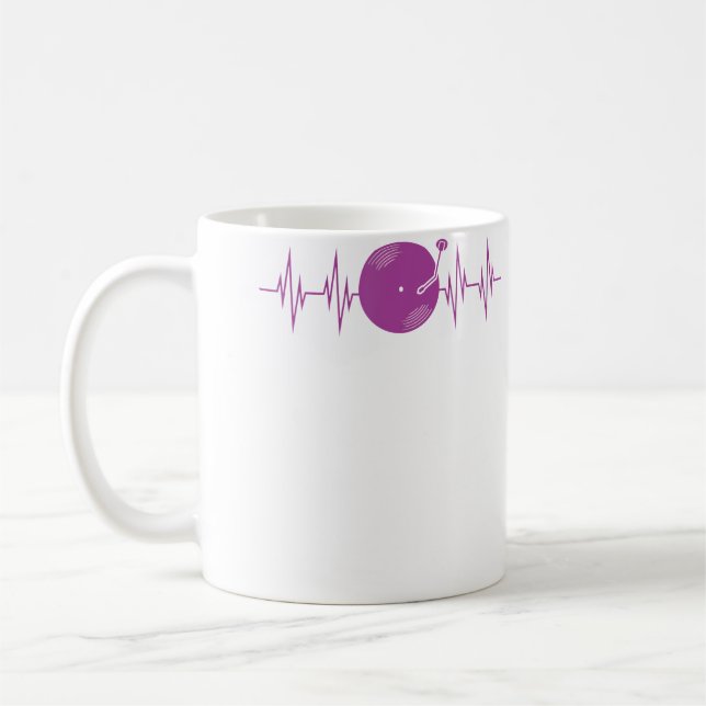 Dj Vinyl Record Heartbeat Funny Ekg Disc Jockey Coffee Mug (Left)