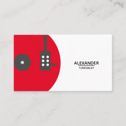 DJ Vinyl Record Modern Red Business Card